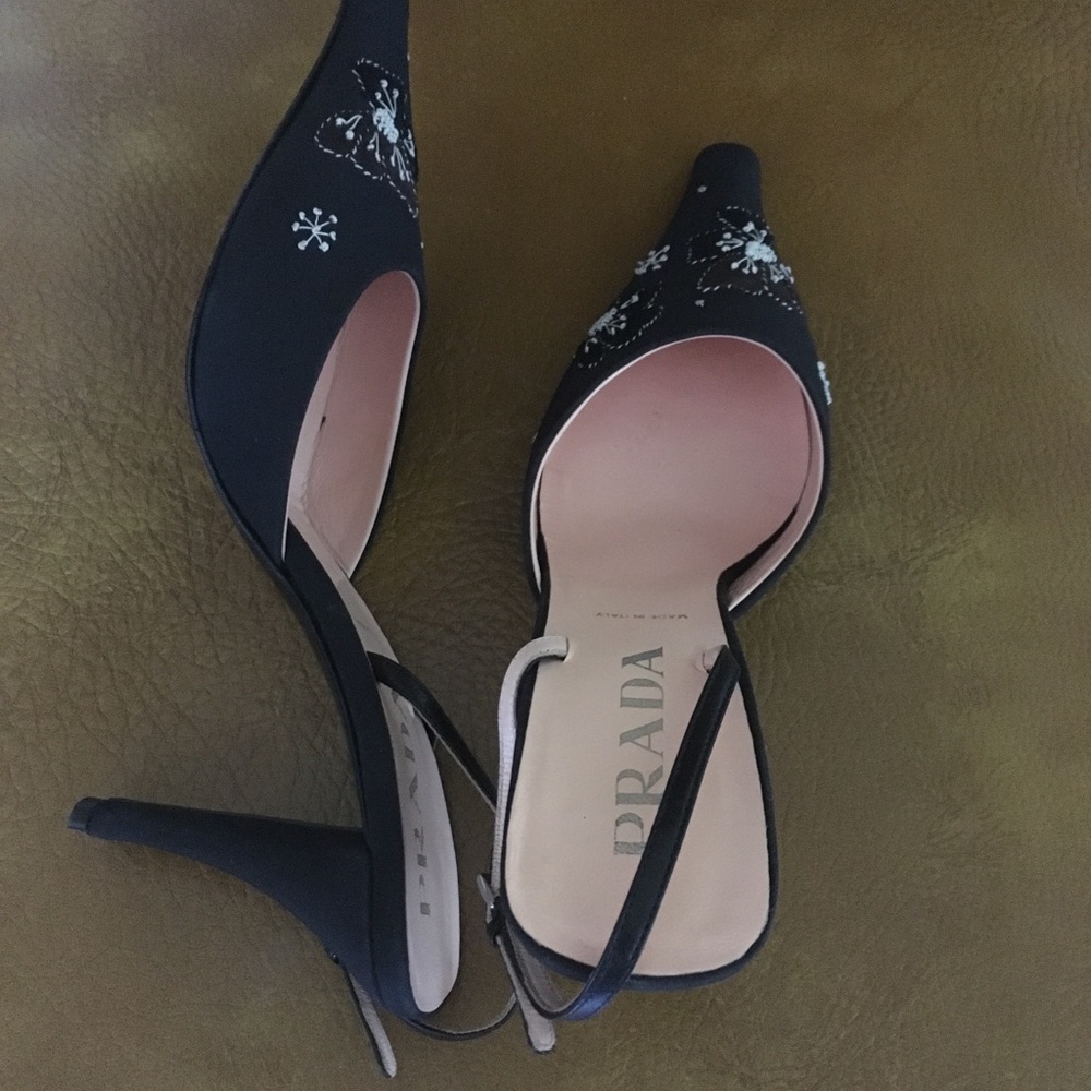Prada shoes satin floral design